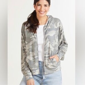 Chaser Ribbed Camo Dolman Zip-up Hoodie
